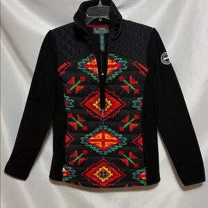 Ralph Lauren Pullover 3/4 zip Black Jacket Aztec Size Womens S